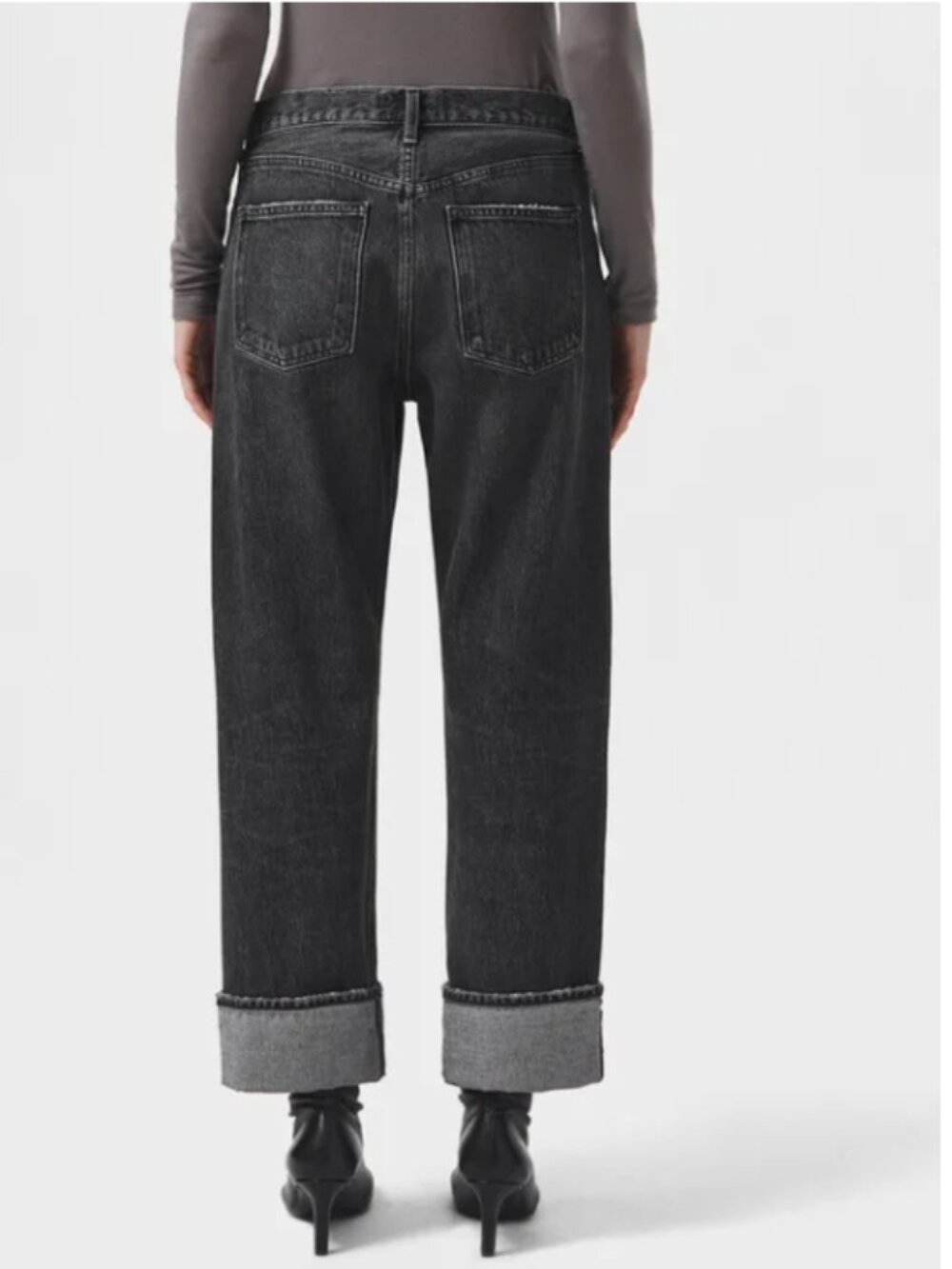 Agolde Fran High Rise Wide Leg Cuffed Jeans in Ditch Size 25 - Picture 3 of 13